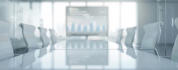 Poster - A sleek, high-tech meeting room features an AI advisor projecting financial advice on a transparent screen, guiding a client through the intricacies of bankruptcy and future financial planning. The