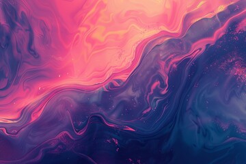 Sticker - Abstract digital artwork with fluid patterns in pink and blue hues, resembling a mix of cosmic and oceanic elements