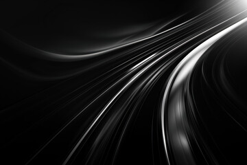 Poster - Abstract black and white background with wavy lines flowing upwards