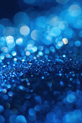 Poster - Blue glitter texture creating defocused abstract background with bokeh lights