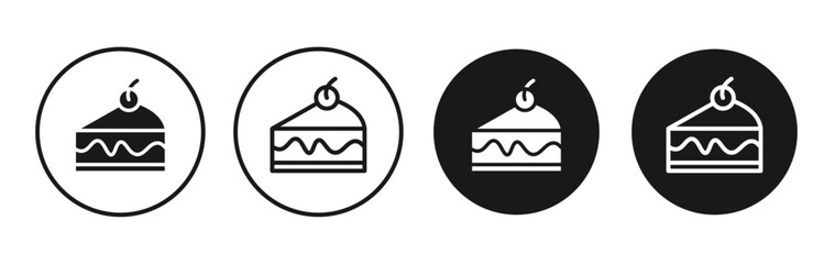 Canvas Print - Cake-slice vector icon set black filled and outlined style.