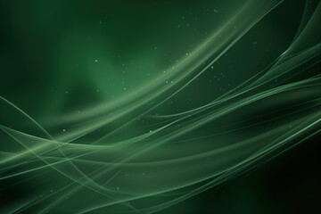 Wall Mural - Abstract green wavy background with particles