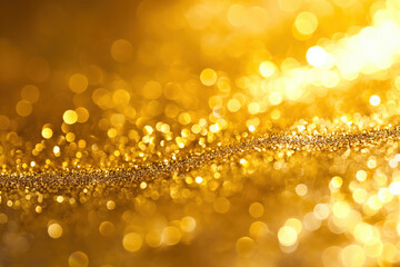 Poster - Golden glitter background shining with round bokeh lights