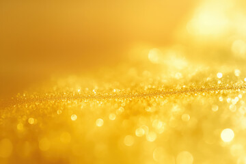 Poster - Golden glitter texture forming abstract blurred bokeh background