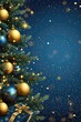 © AdriFerrer - A Christmas tree with gold and blue ornaments and a blue background