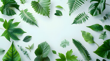 Wall Mural - Creative layout made of green leaves Flat lay Nature concept : Generative AI