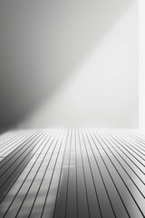 Poster - Diagonal light beam illuminating empty room with wooden floor