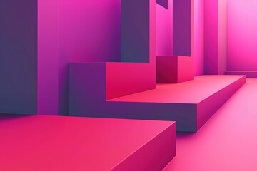 Poster - Abstract minimalist pink platform podium display background concept