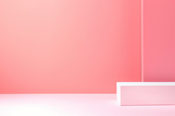 Poster - White rectangular podium displaying on pink background with space for product advertising