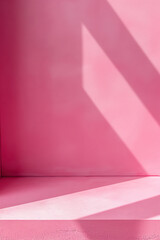 Poster - Sunlight casting geometric shapes on a pink wall