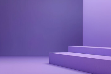 Poster - three steps geometric podium creating perspective in studio