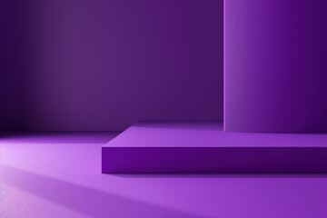 Poster - Empty purple pedestal displaying minimalist product placement