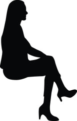 People sitting silhouette illustration. Person pose while sit down