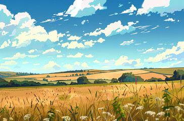 Wall Mural - landscape with field and sky