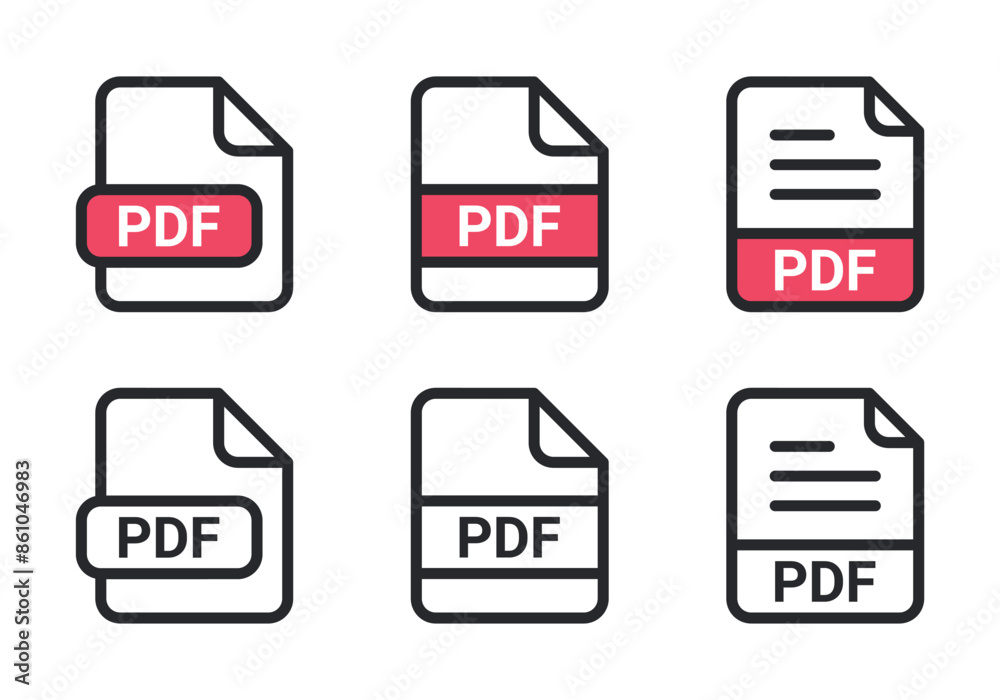 Pdf file icon vector. symbol, sign, extension, format Stock Vector ...