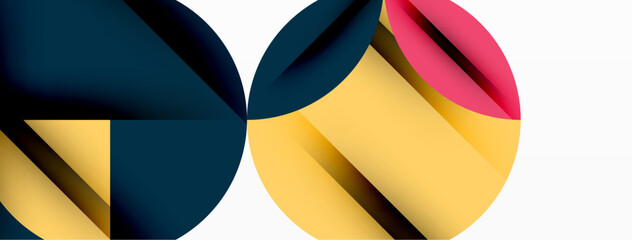 Poster - Circle, square and flower petal geometric background. Round shapes composition for wallpaper, banner, background or landing