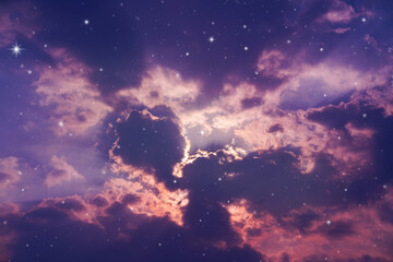 Wall Mural - night sky with a few clouds and stars
