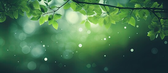 Blurry and bokeh photos under a tree with a textured green background, illustrating a fresh, natural, and healthy concept; ideal for presenting copy space images.