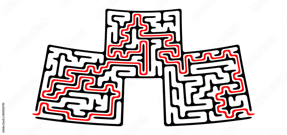 Vector funny weird maze with entry and exit. Find the way through ...