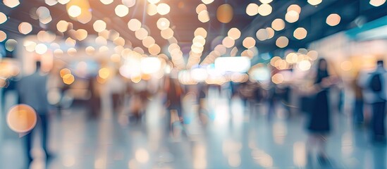 Poster - Generic trade show image with blurred defocusing - concept of big business social gathering for international meeting exchange. with copy space image. Place for adding text or design