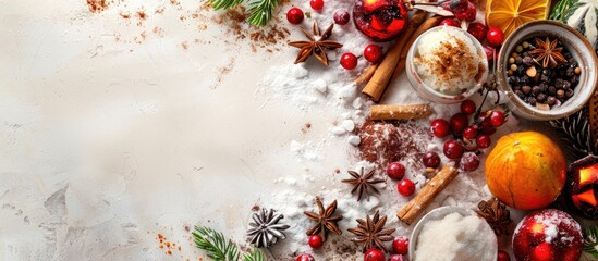 Leinwandbilder - spices stew ingredients on a pastel background.  Christmas. with copy space image. Place for adding text or design
