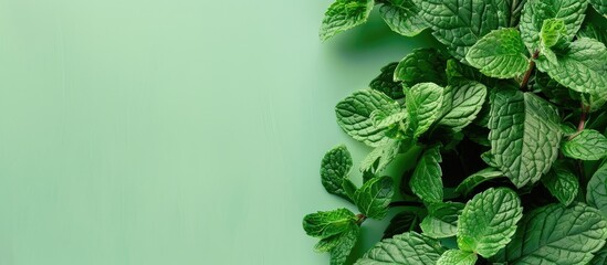 Fototapete - peppermint Isolated on pastel background.  Food  Summer. with copy space image. Place for adding text or design