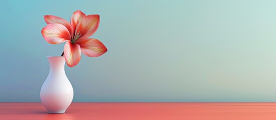 Wall Mural - Plastic flower in vase on table. with copy space image. Place for adding text or design