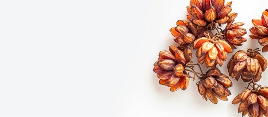 Leinwandbilder - Dried dates fruits isolated on white background. Clipping path. Copy space image. Place for adding text or design