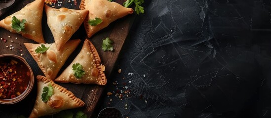 Poster - Samosa food social media template design. Copy space image. Place for adding text or design