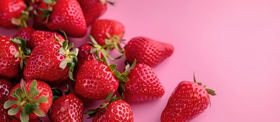 Poster - strawberry pastel background  Food  Isolated  Nature. with copy space image. Place for adding text or design