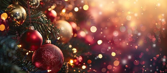 Poster - Merry Christmas and Happy New Year congratulation on cozy festive background . with copy space image. Place for adding text or design