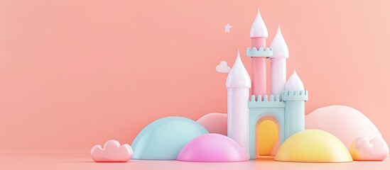 Poster - Fairy multicolor elegant simple tower fun. with copy space image. Place for adding text or design