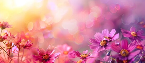 Poster - Colorful flowers with colorful backgrounds as well, Love concept, Templates for design. with copy space image. Place for adding text or design