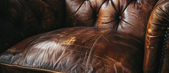 Poster - details of leather armchair. with copy space image. Place for adding text or design