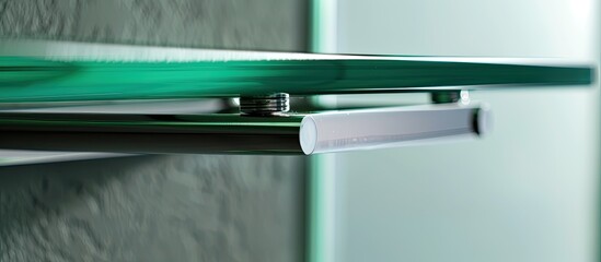 Aufkleber - glass shelf metal holder detail. with copy space image. Place for adding text or design