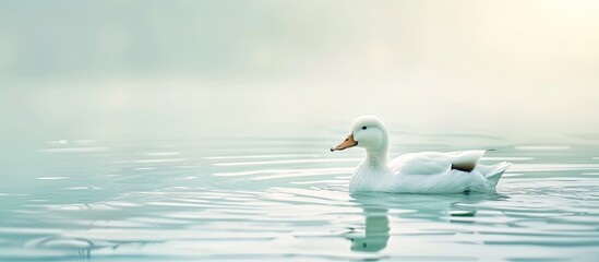 Poster - White Duck pastel background  Water  Isolated  Nature. with copy space image. Place for adding text or design