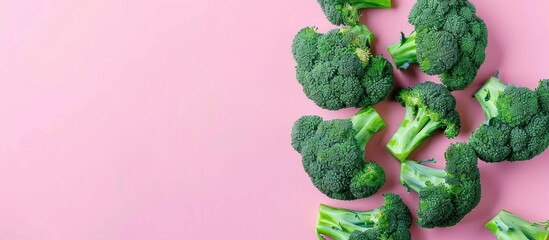 Aufkleber - Fresh broccoli Isolated on pastel background Food  Isolated. with copy space image. Place for adding text or design