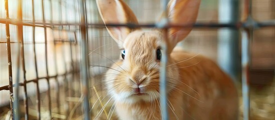 Aufkleber - Sick rabbit in a cage. Copy space image. Place for adding text or design