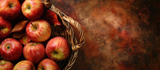 Poster - Healthy Organic Apples in the Basket. with copy space image. Place for adding text or design