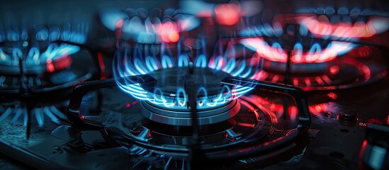 Poster - Infrared radiation technology on ceramic pattern of gas stove. with copy space image. Place for adding text or design