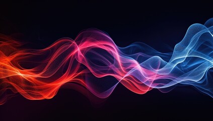 Canvas Print - Abstract red and blue waves on a black background.