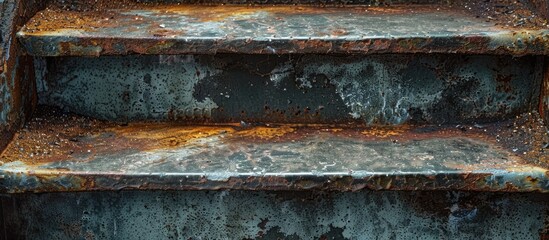 Poster - Metal steps shot at an angle. with copy space image. Place for adding text or design