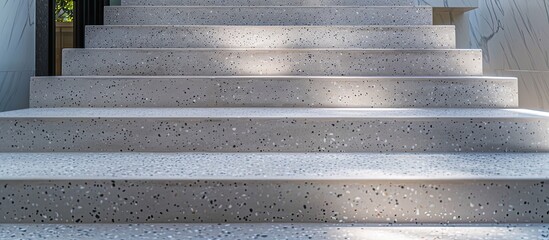 Aufkleber - stairs walkway down terrazzo floor. select focus with shallow depth of field. with copy space image. Place for adding text or design