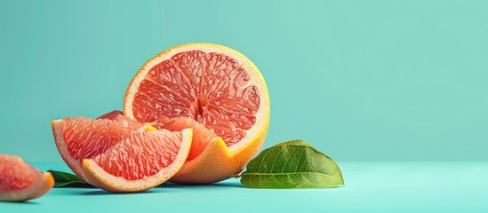 Wall Mural - Grapefruit pastel background  Food  Isolated  Nature. with copy space image. Place for adding text or design