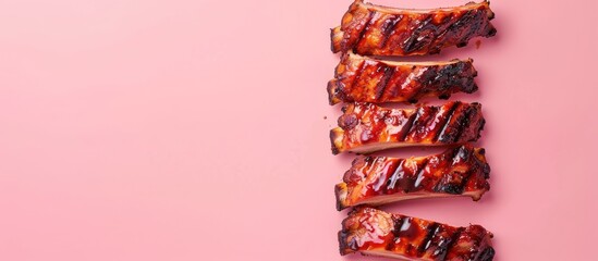 Poster - Chicken ribs Isolated on pastel background  Food  Isolated. with copy space image. Place for adding text or design