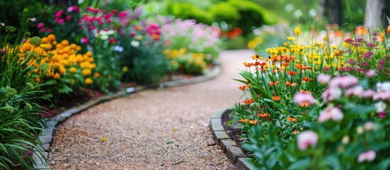 Canvas Print - Landscaping in the garden. The path in the garden. with copy space image. Place for adding text or design