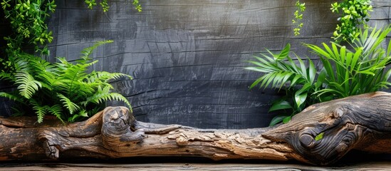 Poster - Interior decoration driftwood and plants. Soft focus. Close up. with copy space image. Place for adding text or design