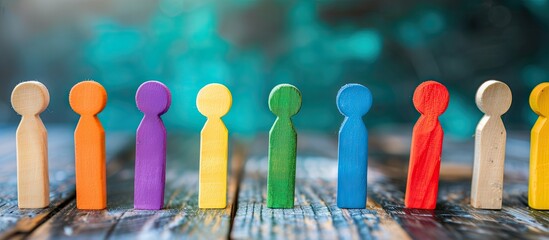 Poster - Cultivate diversity, inclusion, equality, fairness and harmony text on colorful wooden stick - Business culture concept. with copy space image. Place for adding text or design