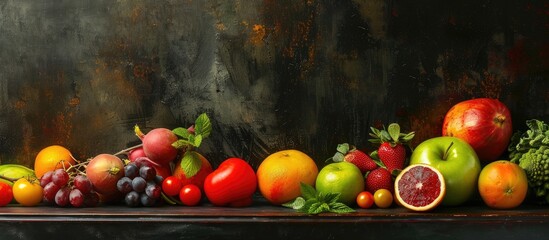 Aufkleber - Organic vegetables and fruits. with copy space image. Place for adding text or design