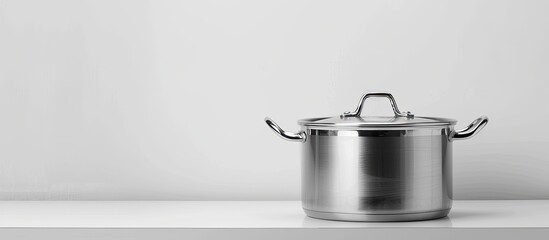 Aufkleber - Stainless steel cooking pot isolated on white. with copy space image. Place for adding text or design